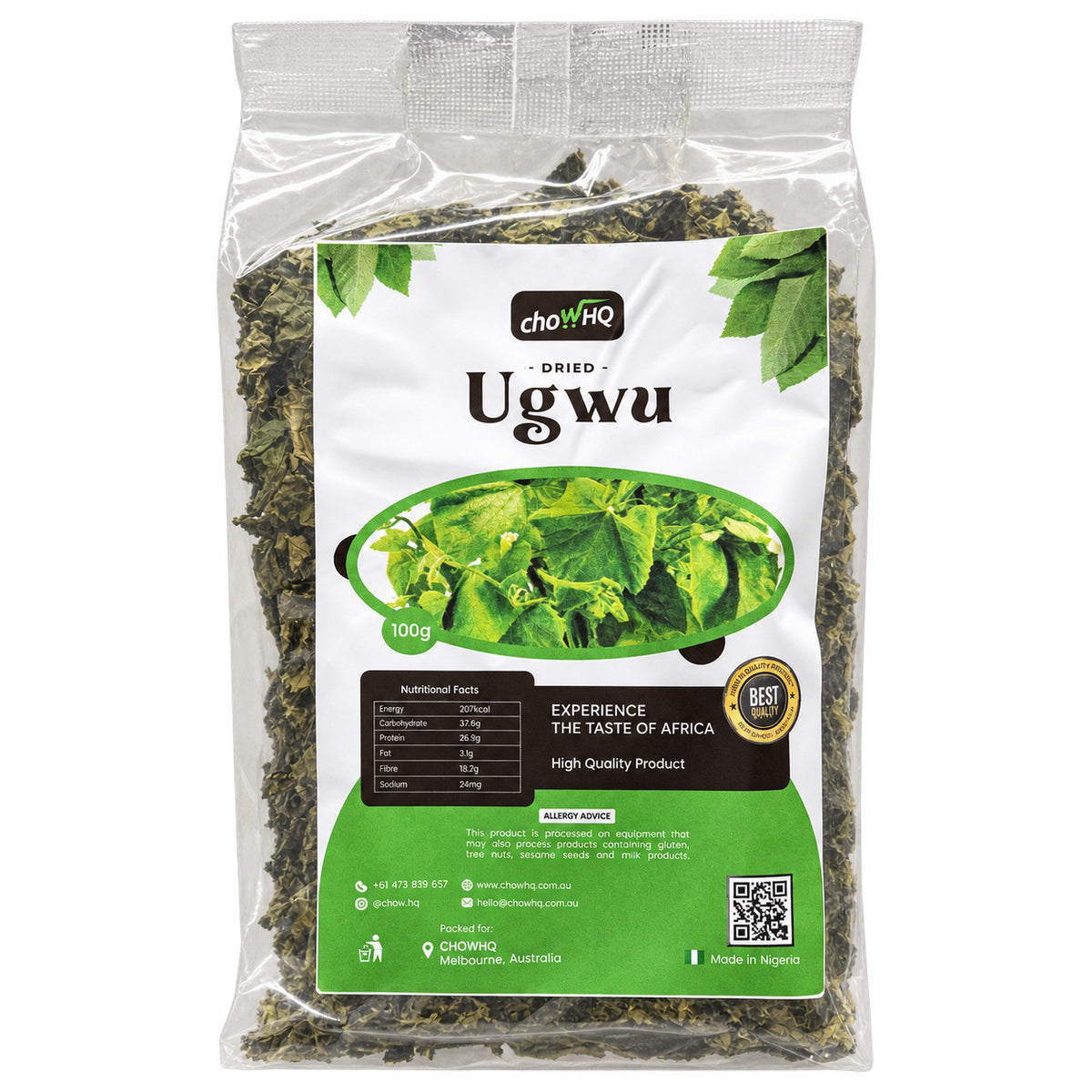 ChowHQ Dried Ugwu leaves 100g pouch